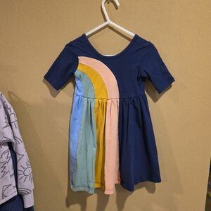 Hanna Andersson Navy and Rainbow Kids Dress